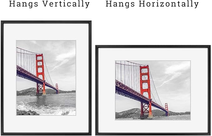 Frametory, 11x14 Metal Picture Frame with Mat for 8x10 Picture & Real Glass, Aluminum Photo Frame Collection (Black, 2 Pack)