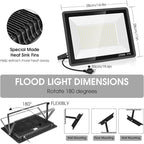 2 Pack 250W Led Flood Lights Outdoor,Super Bright 37000LM Security Lights with Plug,Exterior IP66 Waterproof 5000K Daylight White FloodLight for Basketball Court, Yard, Garden,Parking lot etc