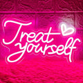 Treat Yourself Neon Sign for Wall Decor, LED Pink Neon Sign Treat Yourself Light with Heart, Room Decorations for Bedroom, Birthday Party, Wedding, Salon, Bar, Esthetician, Home, Girl Cave