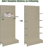 Pegboard Display Stand, Gondola Retail Shelving Wall Display for Convenient Grocery Office Supply or Liquor Stores, Single Side Peg Board Panels, Extra 20 Pieces Hooks, Cream Color