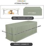 HolidayIdeas Fitted Tablecloths for 6 Foot Rectangle Table, Wrinkle Resistant Washable Table Cover 30x72 Inch for Vendor Booth Display, Banquet, Trade Show, Sage Green, 4 Pcs