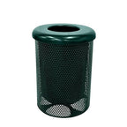 COATEDOUTDOORFURNITURE RFT-P-DGRN Heavy Duty Round Trash Receptacle with Flat Top, Liner Included, 32 Gallon, Dark Green, Made in America