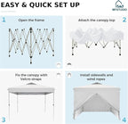 MFSTUDIO 10x10 Pop Up Canopy Tent with Removable Sidewalls, Outdoor Enclosed Instant Portable Shelter with Breathable Mesh Windows, One Person Setup, White