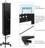 Triangular Metal Pegboard Panels Display with Base and Pole, Black Pegboard Display Stand with Wheels, Jewelry Display Rack, Art Display Stand, Extra 20 pieces Hooks