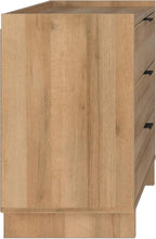 Prepac Simply Modern Nightstand Bedside Table, Natural Oak Nightstand for Bedroom, End Table with 3 Drawers 26.5" W x 26.75" H x 16" D