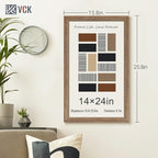 VCK 14x24 Frame Set of 5 - Brown Walnut, Natural Textured Solid Wood Picture Poster Frame, Wall Gallery Frame