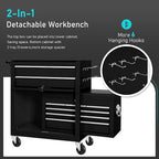 Bonusall 8-Drawer Rolling Tool Chest and Cabinet Combo,Heavy-Duty Metal Garage Tool Chest with Wheels,2-in-1 Top Chest and Roller Cabinet Combo for Garage, Workshop, Warehouse, Black