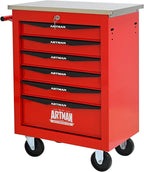 6 Drawer Rolling Tool Chest with Locker, 22.2" D Metal Movable Lockable Tool Cart Box Multi-Functional Hardware Storage Cabinet Box for Warehouse Basement Home Pantry Garage