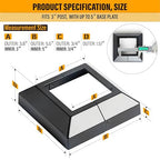 3.0"x3.0"（Actual: 3.0"x3.0"） Deck Post Base Cover Decorative Post Base Trim Skirt Black Aluminum 4Pack