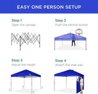 Best Choice Products 10x10ft Easy Pop Up Canopy w/Side Wall, 10 Pockets, Portable Carrying Case, 1-Button Setup, 4 Weight Bags - Resort Blue