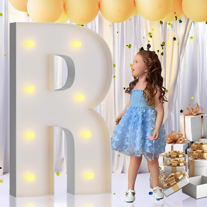 imprsv 3FT Marquee Letters, Mosaic Light Up Letters for Birthday Baby Shower Wedding Engagement Party Backdrop Decor, Large Marquee R for Party Decorations