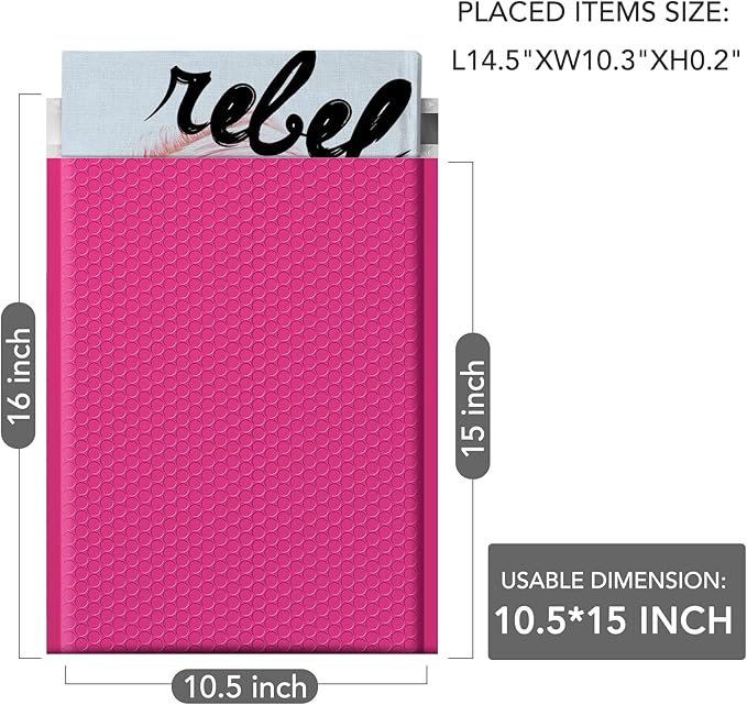 GSSUSA Large Bubble Mailers 10.5x16 Inch 250 Pack Pink Padded Envelopes, Strong Adhesion Bubble Mailer Self-Seal Bubble Envelopes for Mailing Clothes,Magazines
