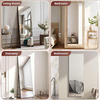 Kosmonia 58x18 Frameless Full Length Silver Coating Mirror w/Distortion Free, HD Reflection &Anti Desilvering, Tempered Glass & Shatter Proof Film Doubling Safety, Easy Setup w/Stand, Wall/Standing