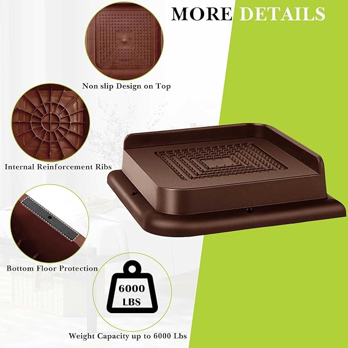 Bed Risers 1 inch, 2 inch, 3 inch, 4 inch, 6 inch, 8 inch Heavy Duty, Oversized Furniture Riser for Couch Sofa Table Chair Leg Frame Dorm, Support up to 6000 Lbs (Chocolat Brown 4 Pack, 1 inch)