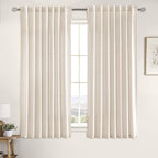 MIULEE Non-See-Through Privacy Linen Curtains 2 Panels, Light Filtering Window Curtains Farn House Textured Back Tab Semi Sheer Drapes for Bedroom Living Room, 52 x 63 Inches Long, Cream