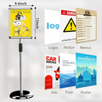 Sign Holder - 8.5 x 11 Inch Standing Floor Sign Stand for Vertical & Horizontal Sign Stand Displayed Pedestal Poster Holder, Snap Frame for School Church Business Show – Silver (6 Pack)