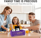 Bamboo Wood Phone Box – Unplug from Phones, Tablets, and Electronics for Study, Meetings, and Family Time, Phone Holder Organizer with Charging Holes, Farmhouse Style, Holds Up to 18 Phones-Purple