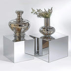 4Pcs Acrylic Risers Display Stands, Food Risers for Buffet Table, Acrylic Cube Mirror Risers for Catering Dessert, Jewelry Collectibles Party, Silver