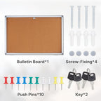 Enclosed Cork Bulletin Board Tamper-Proof Dispaly Case, Aluminium Frame, All-Weather Cork Noticeboard, Outdoor Enclosed Cork Board for School, Office, Restaurant, Hospital (38 X 28 Inches)