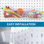 Sieral 4 Pcs Pegboard Baskets Metal Wire Shelf Baskets Peg Board Organizer Accessories Wall Mount Organizer Attachments for Garage Workbench Various Tool Accessories, 2 Sizes (White,Medium, Large)