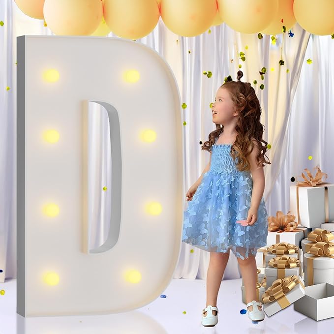 imprsv 3FT Marquee Letters, Mosaic Light Up Letters for Birthday Baby Shower Wedding Engagement Party Backdrop Decor, Large Marquee D for Party Decorations