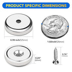 DIYMAG Neodymium Round Base Cup Magnet,60LBS Strong Rare Earth Magnetic with Heavy Duty Countersunk Hole and Stainless Screws for Refrigerator Magnets,Office,Craft,Etc-Dia 0.98 Inch-Pack of 12