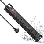 IPX6 Outdoor Power Strip Weatherproof,6 Outlet Metal Surge Protector Wall Mountable for Camping,Garden & Home,Heavy Duty 10FT ETL Certified Waterproof Extension Cord