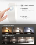 EZVALO LED Wall Mounted Lights, 5500mAh Rechargeable Wall Sconces Lamp, 3 Color Temps & Remote and Touch Control, 360°Rotation Dimmable Cordless Wall Light for Bedroom Reading Study (2 Pack White)