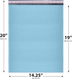 Light Blue Extra Large Poly Bubble Mailers 14.25x20 inch #7 | Self Seal Large Padded Envelopes | Air Cushioned Bubble Mailer | Usable Size 14.25x19 Lightweight Mailing Shipping Bags| 50 Pack Bulk