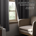 KGORGE Black Out Curtains 54 inch Long for Bedroom, Privacy Blackout Room Darkening Noise Reducing Window Drapes for Kids Room Nursery, Back Tab Rod Pocket, W52 x L54 inches, Grey, 2 Panels