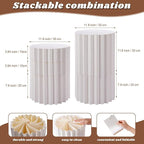 Capoda 5 Pieces Large Buffet Risers - 12" Foldable Food Display Risers, Multi-Height Cardboard Cylinder Stands with Acrylic Plates for Party Table Dessert Cupcake Catering Supplies(White)