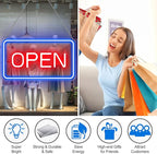 22.8"x 11.8" Ultra Bright 12V Neon Open Sign for Business, LED Open Neon Sign, Electric Light up Signs for Stores, Restaurants Offices Retail Shops Window(Blue-Red-Horizontal)