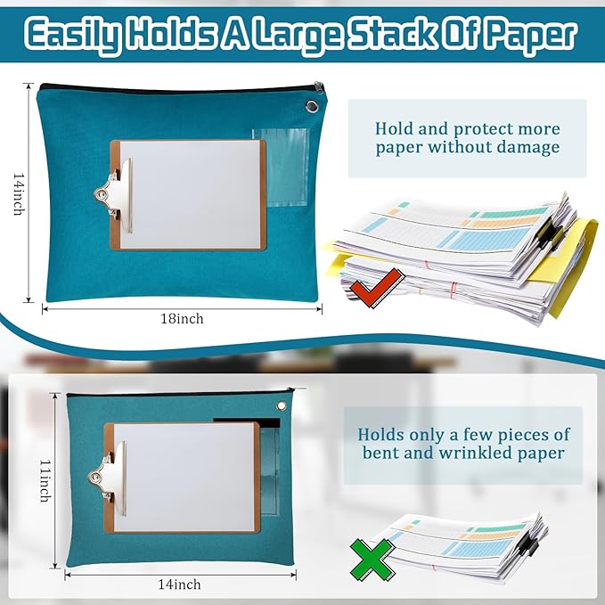 2 Pcs Interoffice Mailer Canvas Transit Sack Zipper Bag 18" x 14" Large Zipper Pouch with Grommet Interoffice Mail Bag (Teal)