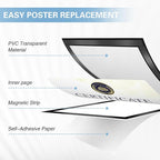 Relx 12 Pack Magnetic Sign Holder 11 x 17 Wall Mount, Self Adhesive Frames for Walls, Clear PVC Magnetic Picture Frame with Magnet Strip Border for Office, Home, Store, Restaurant Display