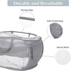 3 Pack Collapsible Laundry Baskets, Foldable Laundry Basket with Pocket, Mesh Pop Up Hampers, Reinforced Handles Dirty Clothes Hamper for Laundry, Bedroom, Bathroom, Dorm, Travel or Camping Grey