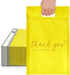 JinRuiKJ Poly Mailers with Handle 10x13 Inch 25 Pcs, Easy to Carry Packaging Bags for Small Business, Thank You Shipping Bags with Self Adhesive Strip, Tearproof and Waterproof - Yellow