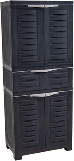 Sunnydaze Plastic Garage Storage Cabinet with 2 Adjustable Shelves - 57" H - Garage, Office, Home, Laundry Room - Charcoal