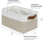 OrganiHaus Small Fabric Storage Baskets for Shelves 6 Pack, 12x8in Closet Storage Bins for Shelves, Cloth Storage Bins, Linen Closet Organizers, Fabric Basket, Shelf Baskets for Organizing Beige/White