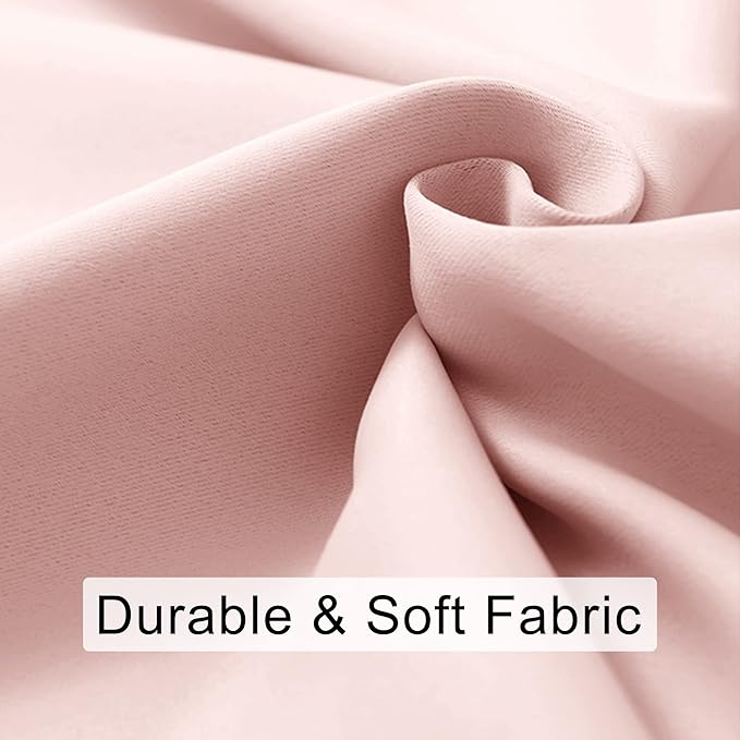 JIUZHEN Short Blackout Curtains for Small Window - Cafe Room Darkening Privacy Thermal Insulated Window Curtains Tiers for Bathroom,Kitchen, W 42 x L 36, Set of 2 Panels with Tiebacks, Blush Pink