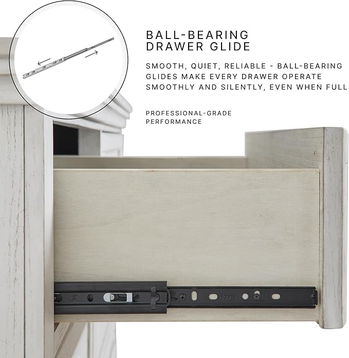 Signature Design by Ashley Arkenton Modern 5-Drawer Chest of Drawers with Safety Stop, Soft Close and Felt Lined, Gray & White