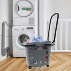 Saedy Shopping Baskets with Handles Set of 6, 50 L Plastic Laundry Basket on Wheels