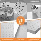 WALMANN Metal Pegboard Panels for Wall Garage Tools Pegboard for Garage, Workbench, Peg Board Tool Organizer Board(Pack of 2, Grey)