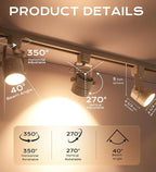 CLOUDY BAY 8W 4000K Cool White Dimmable LED Track Light Head,CRI90+ True Color Rendering Adjustable Tilt Angle Track Lighting Fixture,40° Angle for Accent Retail,White Finish,Halo Type- Pack of 6