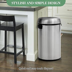 17 Gallon/65L Trash Can, Heavy Duty Stainless Steel Swing Top Trash Can, Fingerprint-Proof Round Kitchen Trash Bin with Swing Lid, Commercial Garbage Can for Restaurant, Home, Office(Silver)