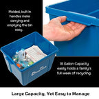 Curbside 18 Gallon Green Recycling Bin with Carrying Handles for Homes or Businesses | Easily Recongizable Bin for Curb - Two Bins - Green