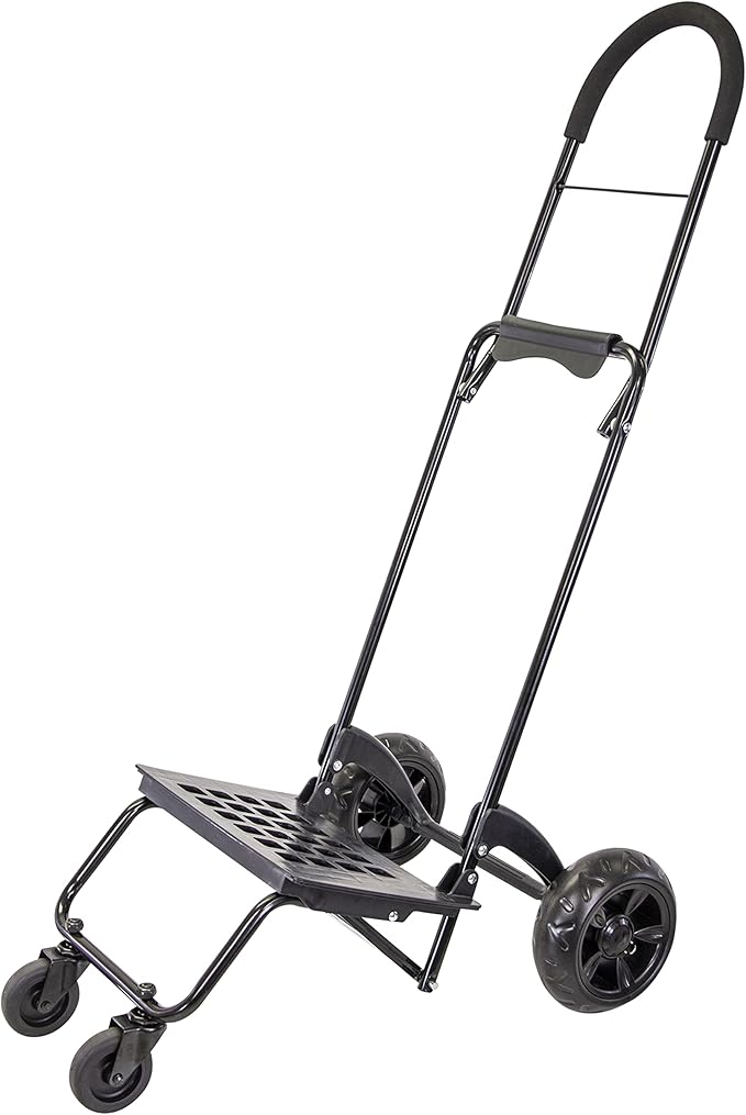 dbest Products Trolley Dolly Rover, 4 Wheeled Push Folding Utility Cart Hand Truck Platform Swivel Wheels Garden Lightweight Luggage Carretilla de Carga Plegable