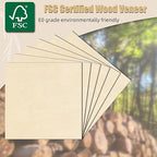 GSCIT Club 12 PCS Birch Wood Veneer, 8 inch x 8 inch Wood Edge Banding Pre-glued Flexible, Veneer Tape Banding for Cabinet Repair Furniture Restoration