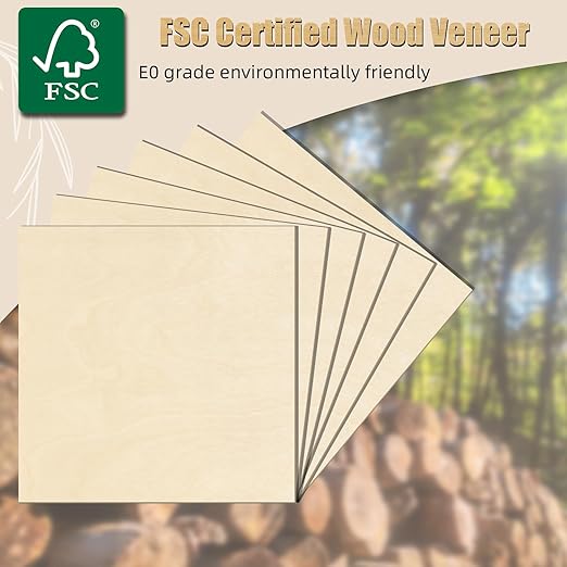 GSCIT Club 12 PCS Birch Wood Veneer, 8 inch x 8 inch Wood Edge Banding Pre-glued Flexible, Veneer Tape Banding for Cabinet Repair Furniture Restoration