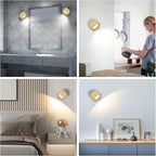 Battery Operated Wall Light, LED Wall Sconce with 3 Color Modes 3 Brightness Levels 360°Rotation Lighting Touch Control, Wall Mounted Lamp Cordless Wall Lamp for Bedroom Reading Bedside-1Pack
