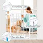 Great Gates Pet Gate - Durable Steel Gate for Stairs - Self-Closing Door & 2-Step Child Proof Lock - Wall-Friendly Dog Gates for Doorways (Fits Most) - 29.8"- 47.5", 28” Tall